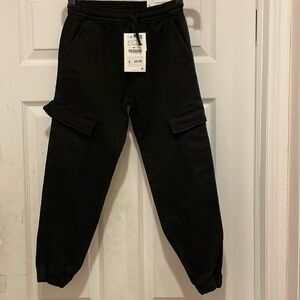 NWT ZARA BOYS size 9 SUPERELASTIC BLACK DRAWSTRING JOGGERS  W/POCKETS